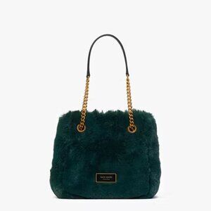 Kate Spade Cleo Faux Fur Small Chain Bucket Bag In Pine Grove